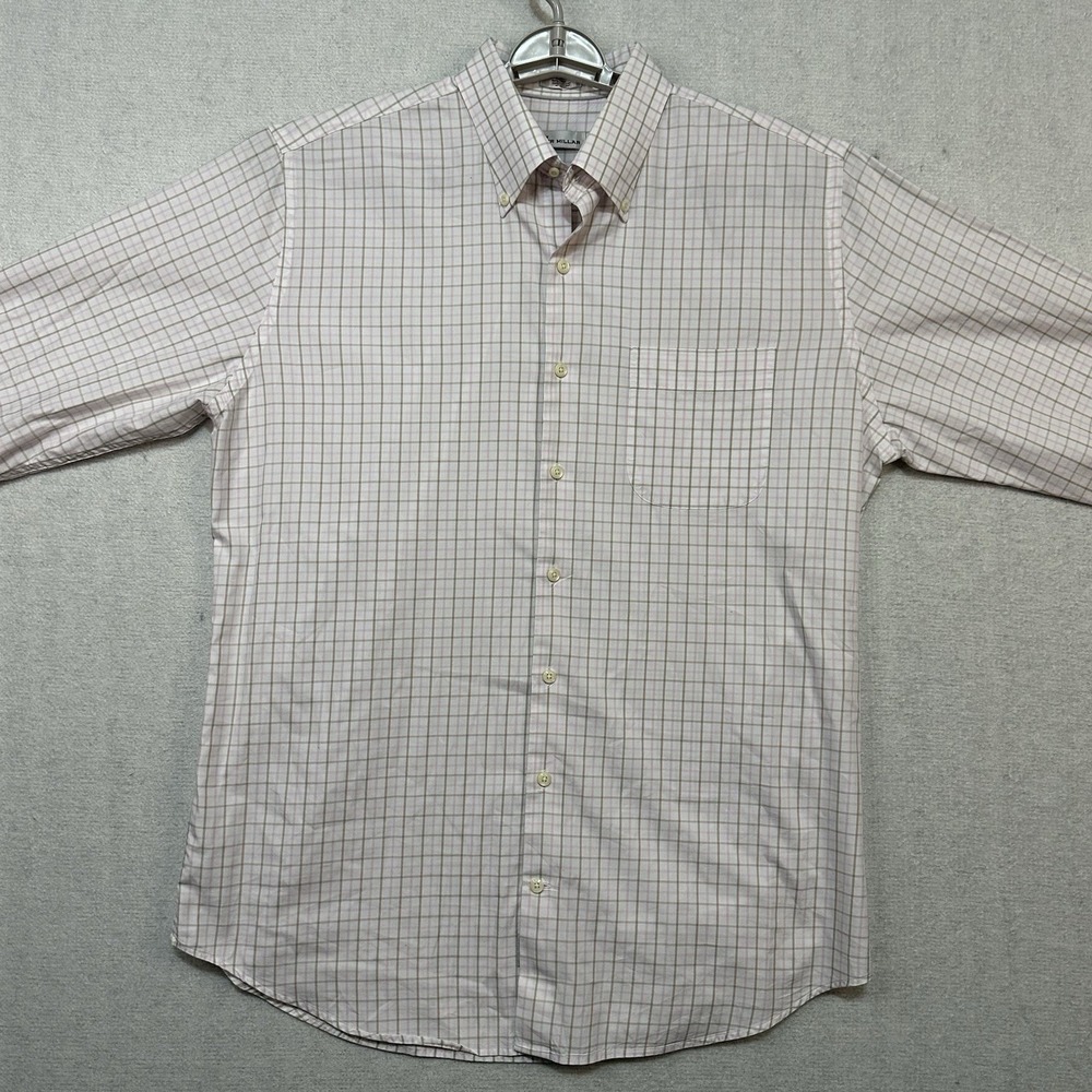 Peter Millar Men's Large Plaid Button Down Shirt Casual Office Long Sleeve